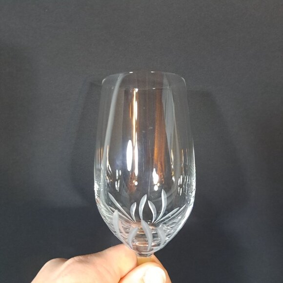 Princess House Crystal Wine Glass With Etched Floral Design Lead Crystal Germany - Picture 8 of 15